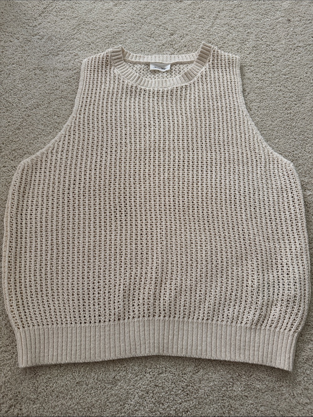 American Vintage Open-Weave Knit Sleeveless Sweater Vest - Beige
